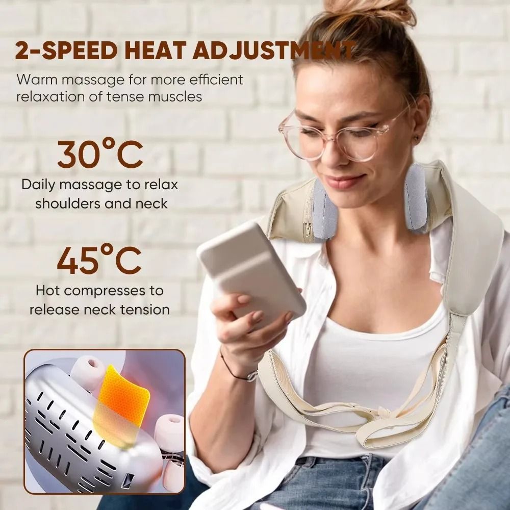 Wireless Neck and Back Massager with Heat and 3D Kneading
