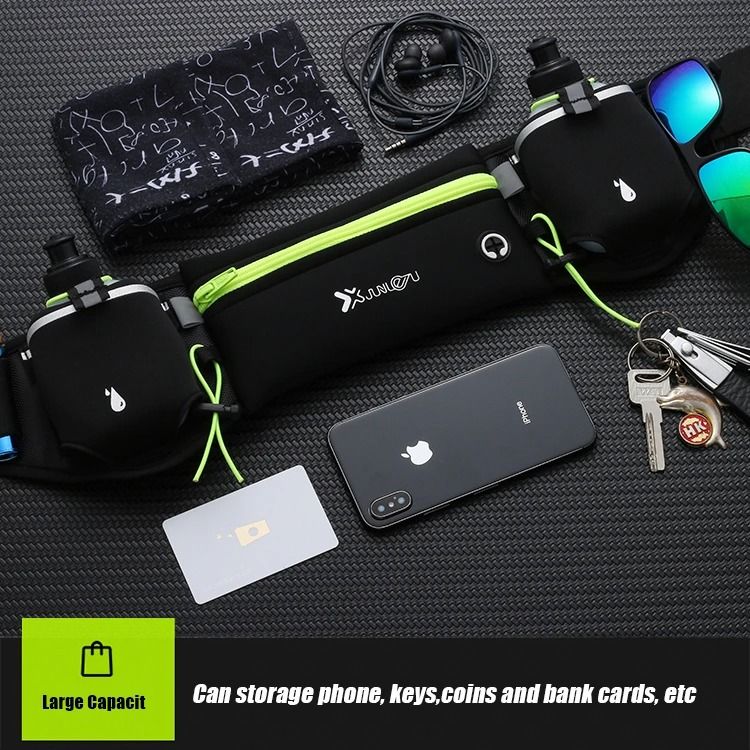 Marathon Trail Running Waist Pack with Dual Pockets and Water Bottle Holder