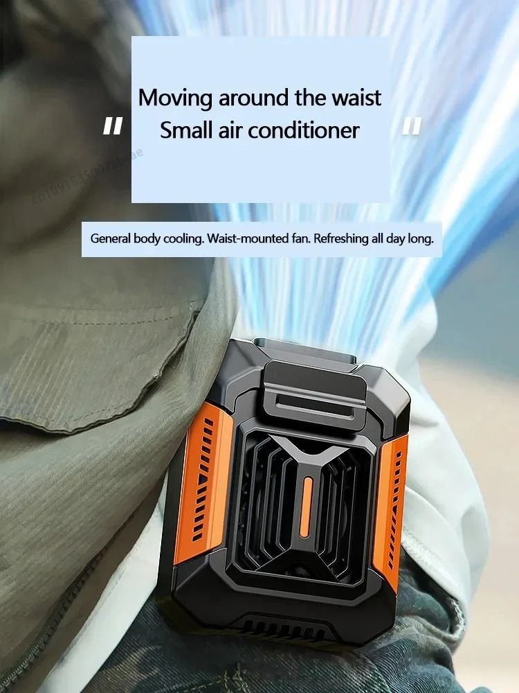 3-in-1 Portable Belt Clip Fan – Wearable Power Bank & Flashlight