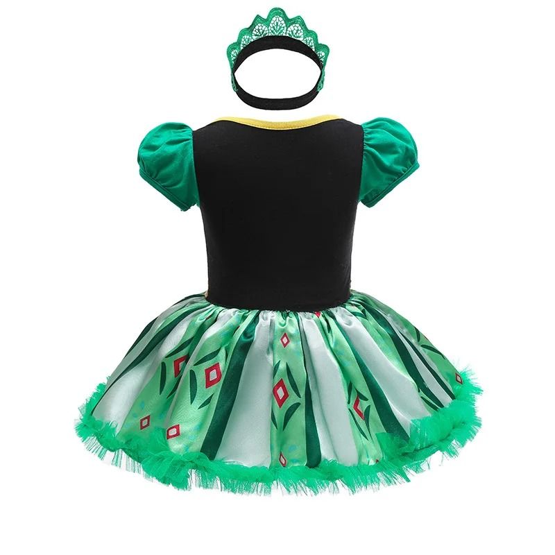 Baby Girls Princess Tutu Dress | Premium Anna Elsa Snow Queen Infant Romper & Birthday Costume System