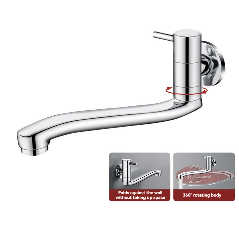 Space Saving Wall Mount Cold Water Faucet with Swing Spout