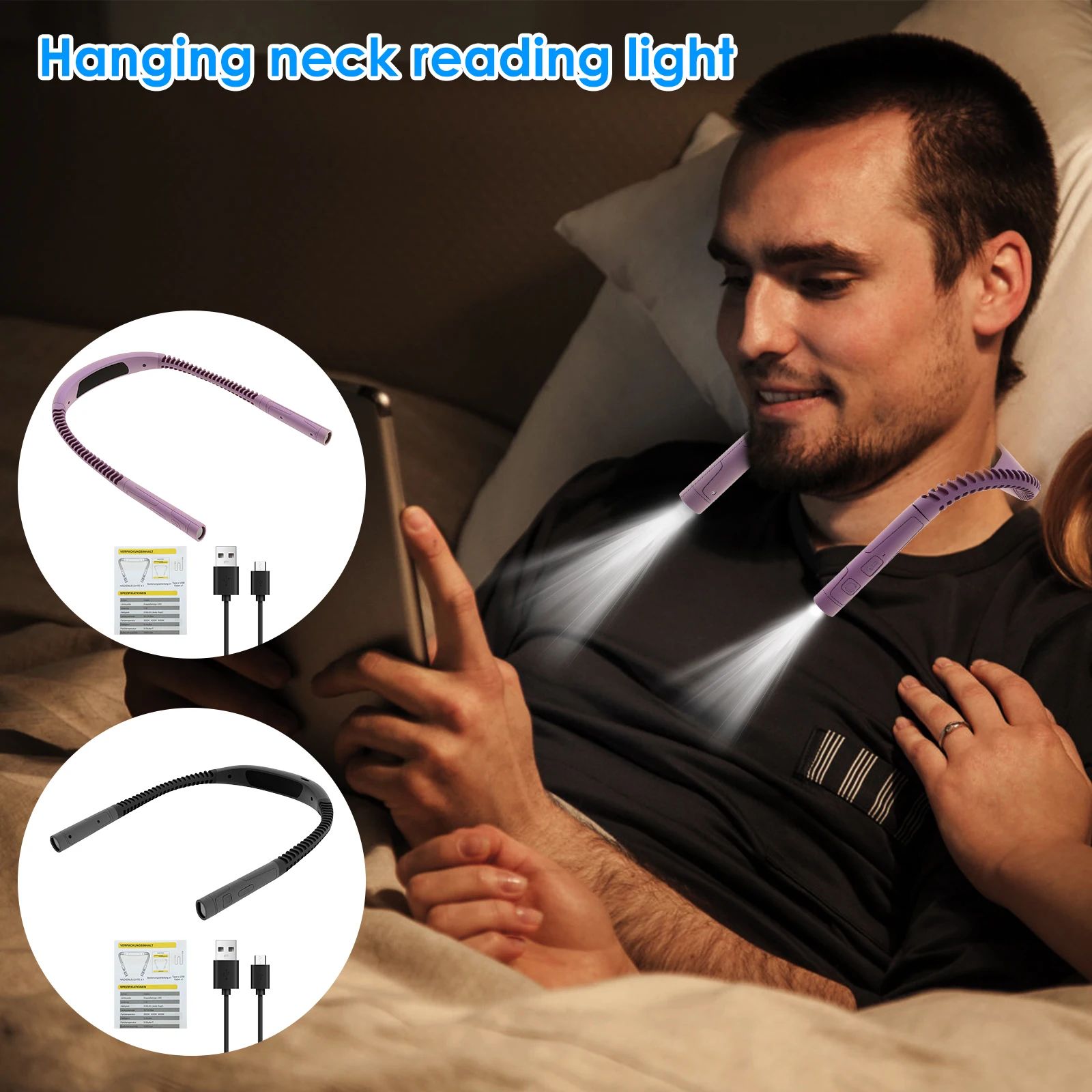 LED Neck Reading Light Rechargeable Book Light with Adjustable Brightness for Hands Free Reading