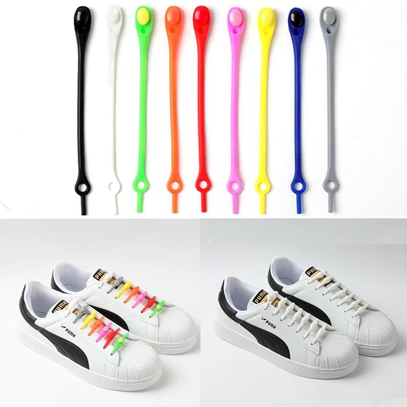 12 PCS No-Tie Stretch Silicone Shoelaces