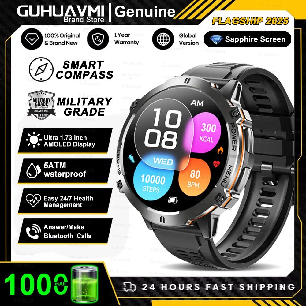 Rugged Military Grade Smartwatch with GPS, AMOLED Display & 10ATM Waterproof Power