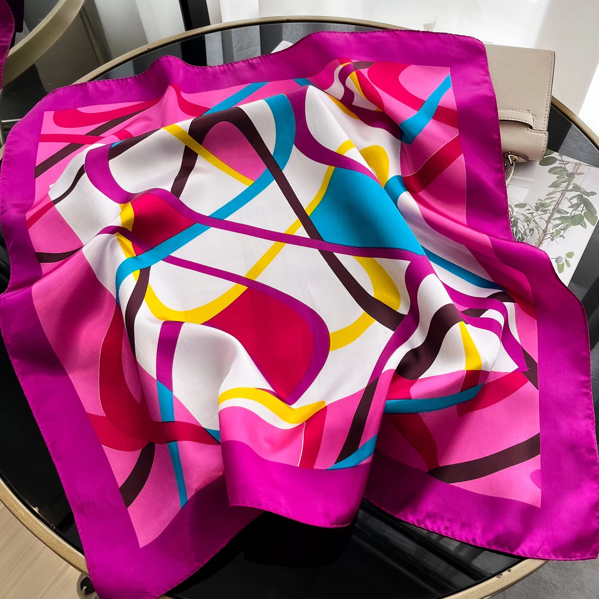 Luxury Square Satin Silk Scarf for Women Hair Hijab Neckerchief