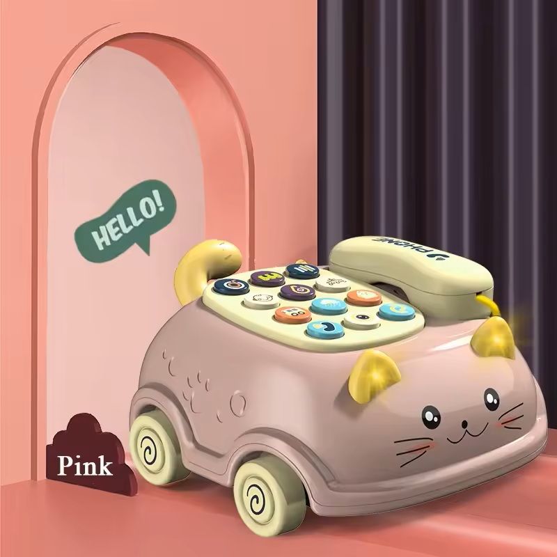3-in-1 Baby Musical Phone Toy Interactive Learning Cat Phone with Lights & Stories