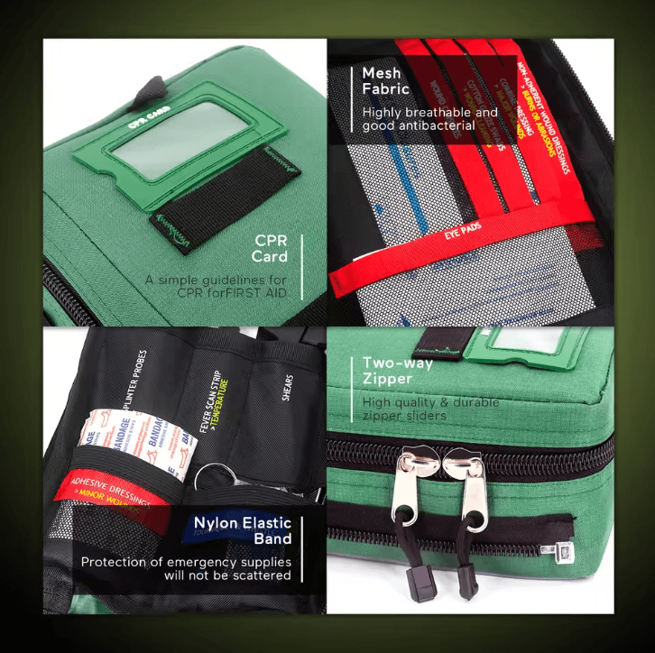 255-Piece Large Emergency First Aid Kit – 4-Compartment Trauma Medical Rescue Bag for Home, Car & Outdoor