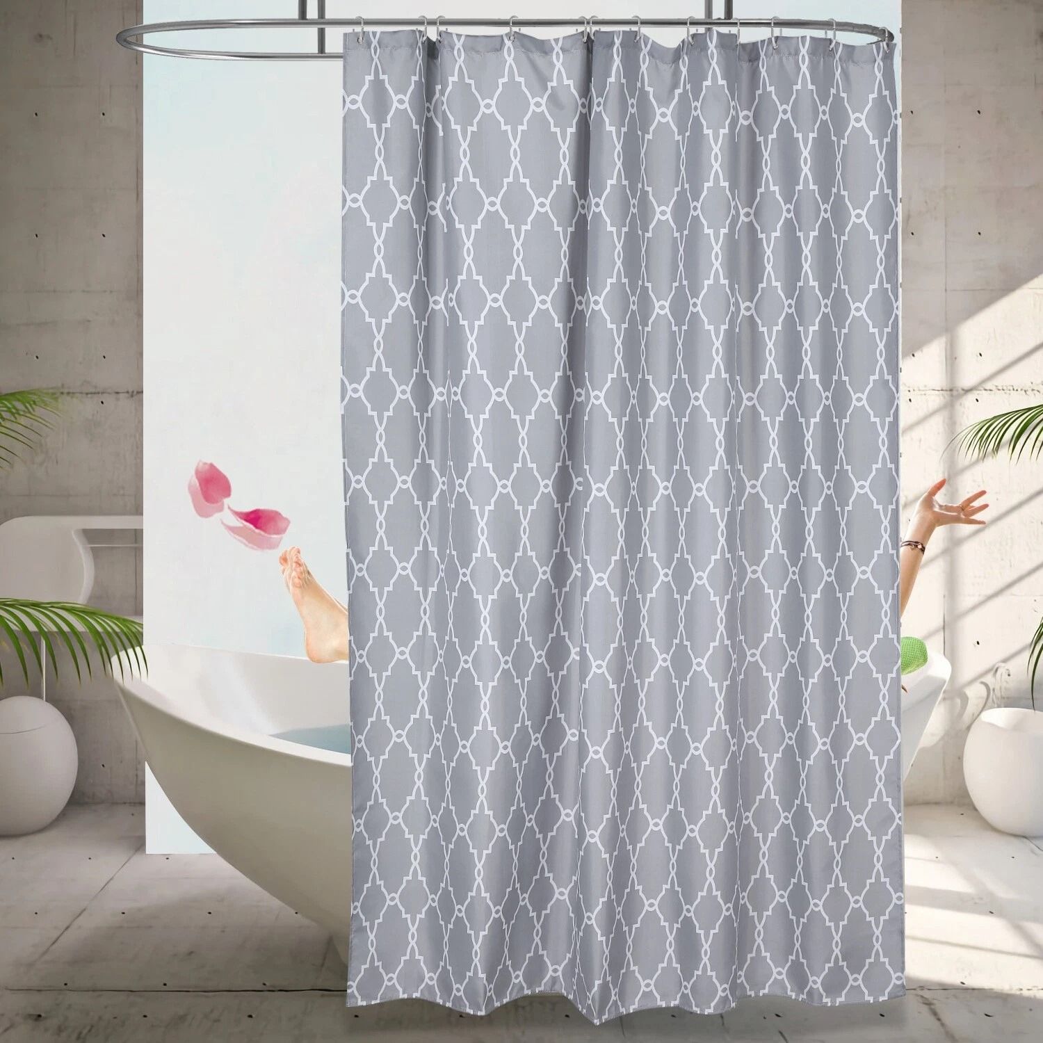 Polyester Shower Curtain, Waterproof Bathroom Drapes, Mildew-Resistant with Eco-Friendly Material