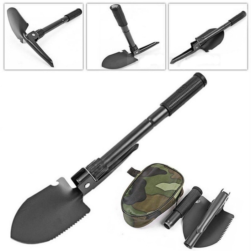 Foldable Survival Shovel with Compass Portable Camping Entrenching Tool