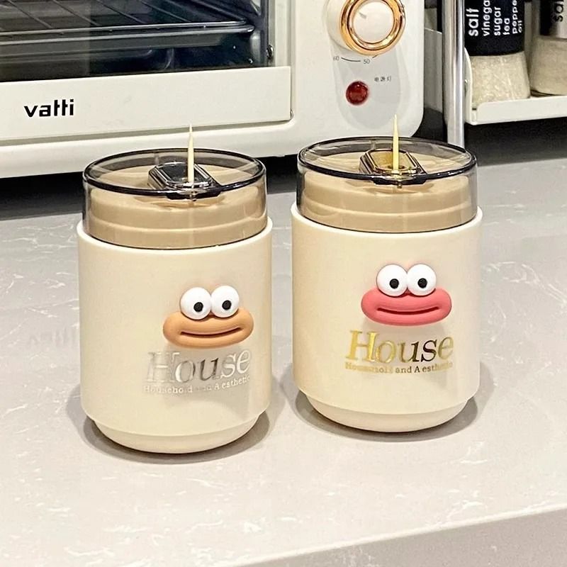 Automatic Press-Type Toothpick Holder – Creative Cartoon Desktop Storage Container