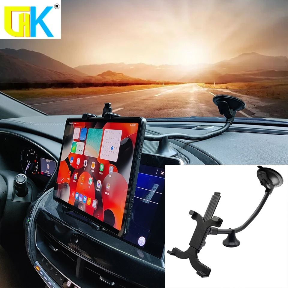 Universal Long Arm Suction Cup Tablet Mount | Heavy-Duty Car Window & Windshield Holder for iPad Pro, Air & 7-13