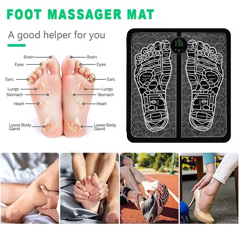 Smart EMS Foot Massager Pad with USB Rechargeable Pulse Therapy