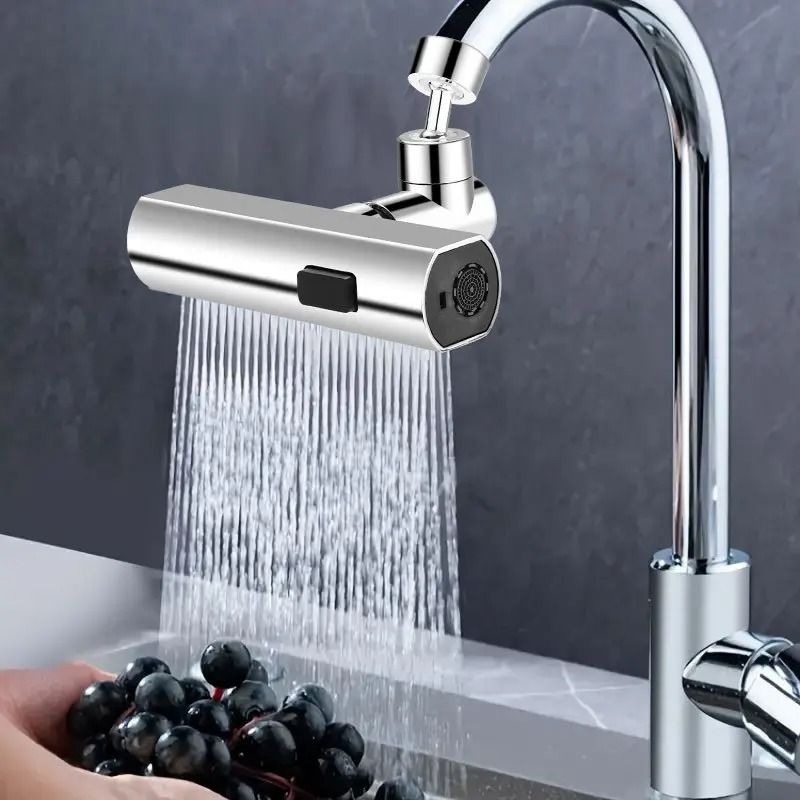 Three-Speed Waterfall Faucet Extender – 360° Rotating Universal Multi-Function Spout