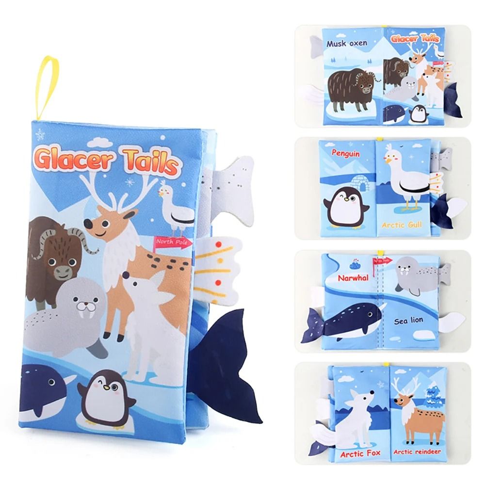 Educational Cartoon Animal Tail Baby Cloth Book