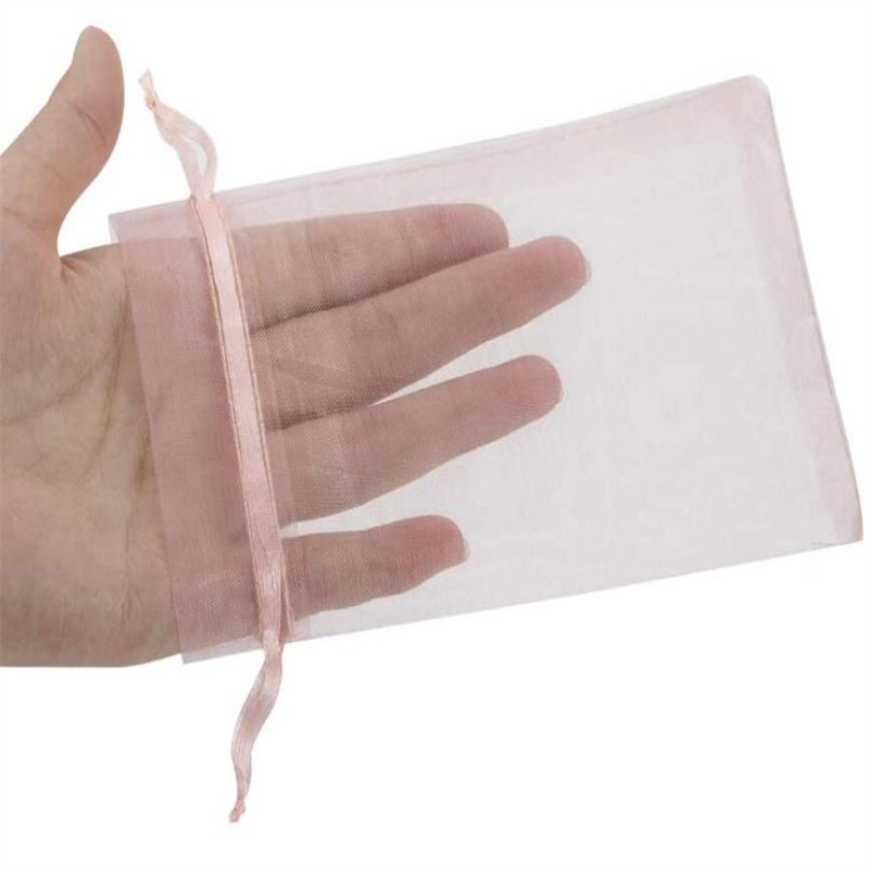 Pink Organza Drawstring Jewelry Small Bag for Earring Favor, Wedding Packaging Pouch Organizer for Businesses