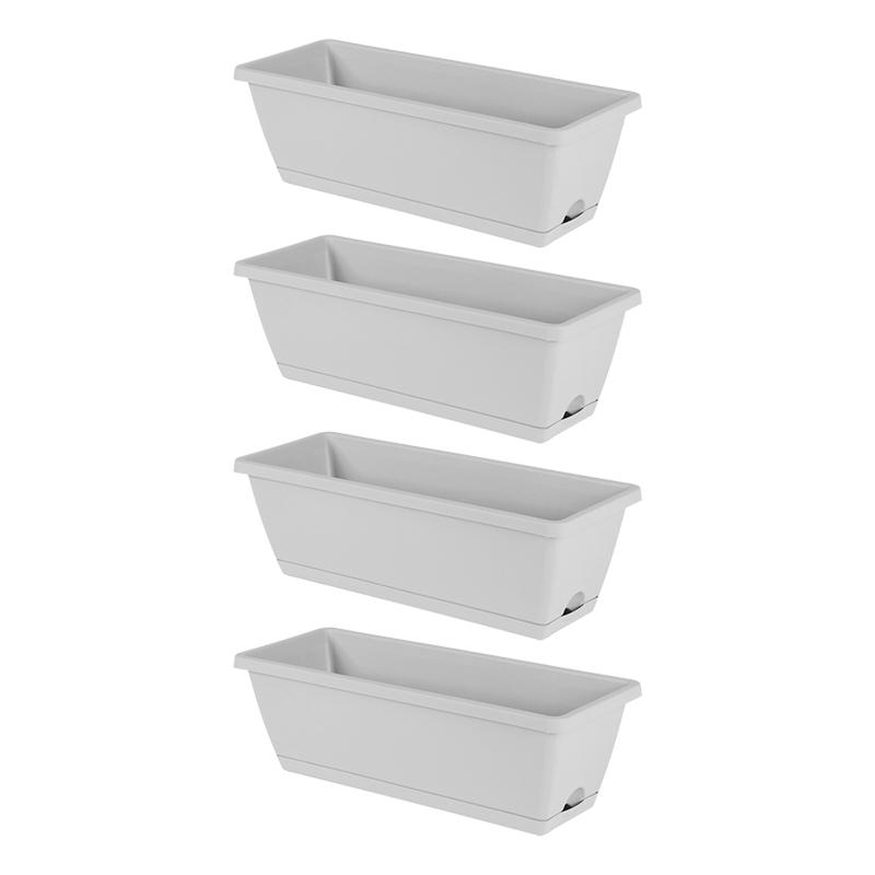 Rectangular Window Box Planter with Drainage Tray Indoor Outdoor Garden Pots Set