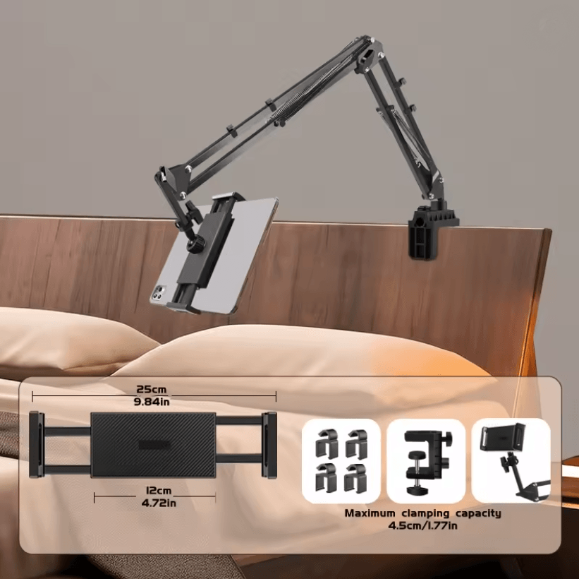 FlexiArm Adjustable Tablet Holder with Rotatable Long Arm Clamp