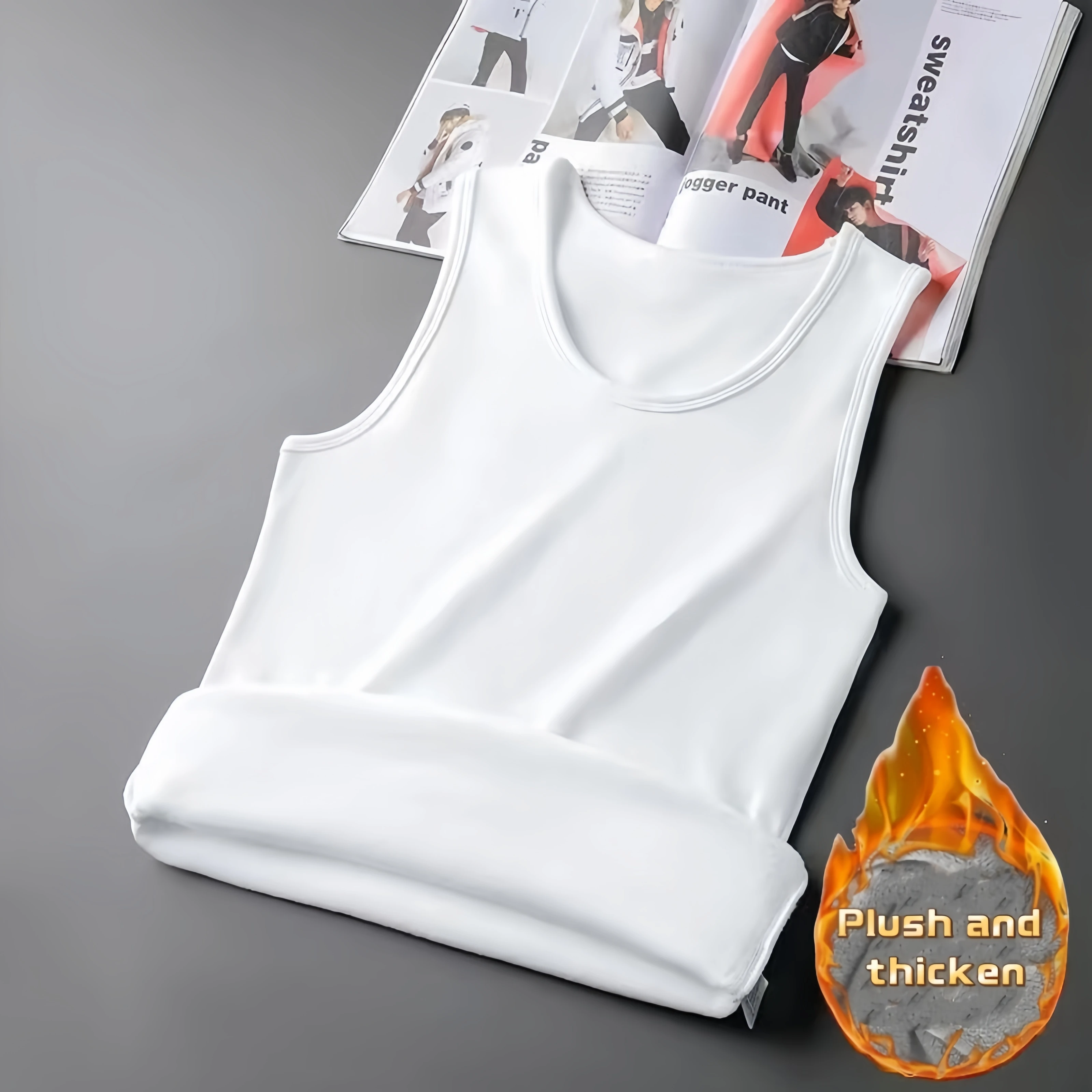 Autumn Winter Thermal Underwear, Men's Sleeveless Vest, Warm Thickening Thermo Lingerie, Thermal Undershirt Top