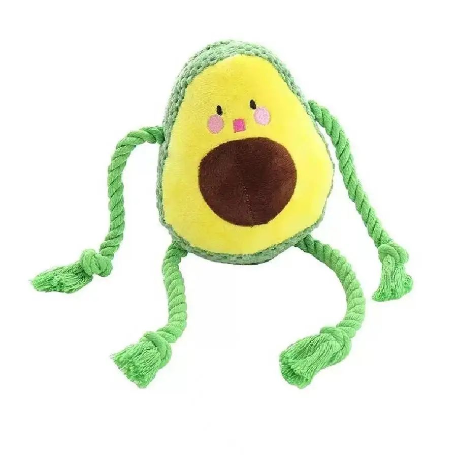 Avocado Plush Dog Toy With Rope Knot Interactive Chew Toy