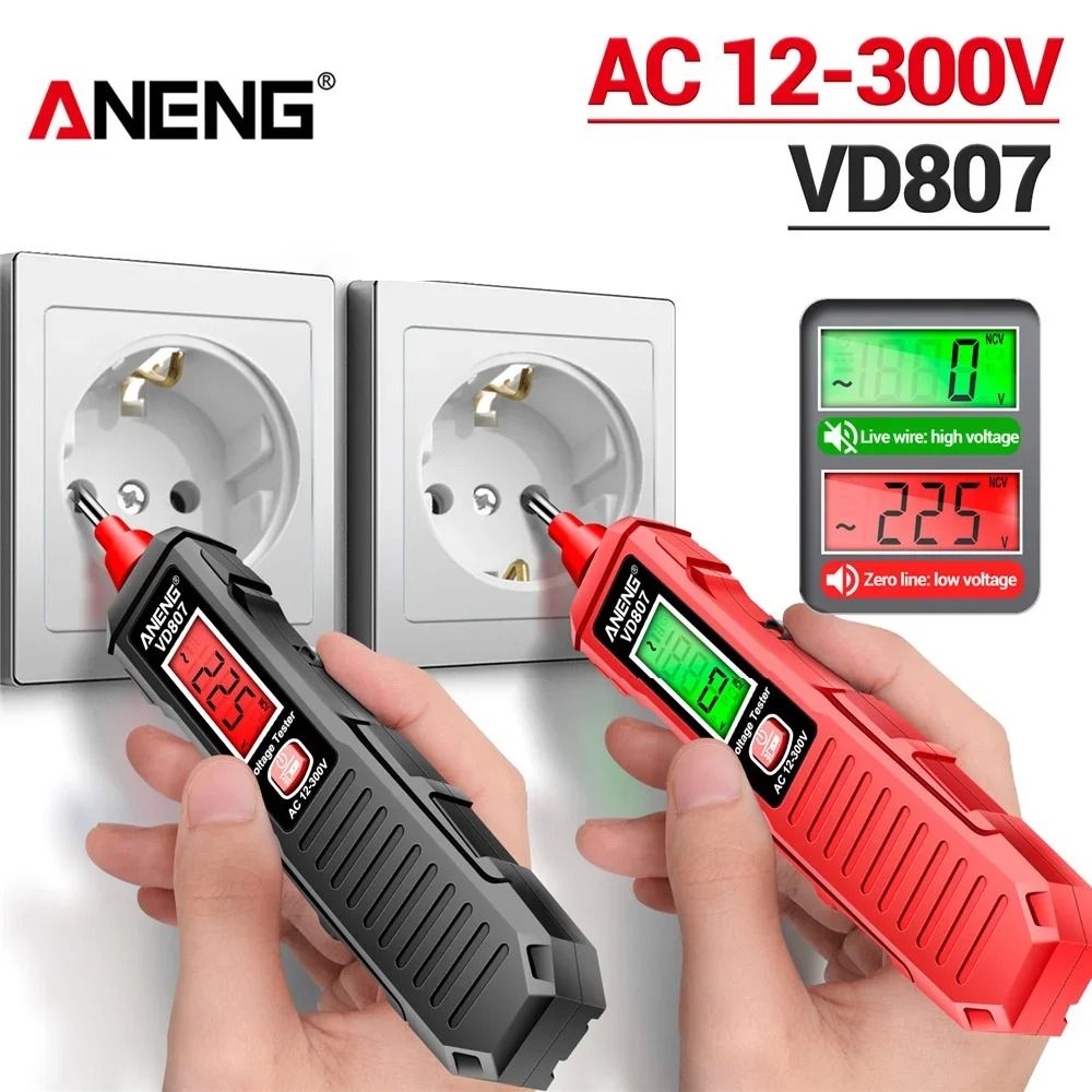 ANENG VD807 Non Contact Voltage Tester Pen AC 12 300 V with LCD and Flashlight