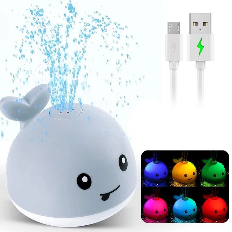Rechargeable Baby Bath Toy Light Up Whale Water Spray