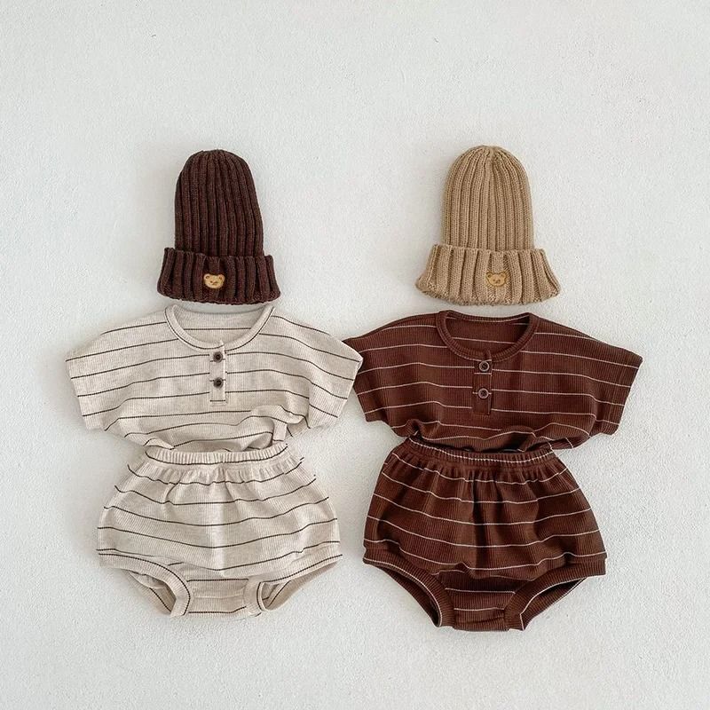 Summer Striped Infant Tee & Bloomer Set - 2-Piece Toddler Comfort Suit