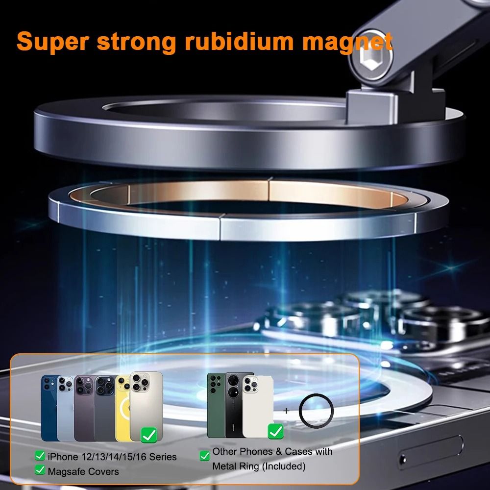 Magnetic Phone Holder Stand with Vacuum Suction Foldable and Rotating