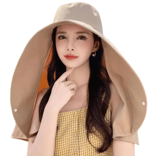 Sun Protection Hat with Neck Cover Breathable Wide Brim Travel and Beach Hat
