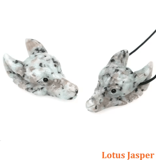 SpiritWolf Crystal Wolf Head Pendant – Hand-Carved Gemstone Necklace Charm
