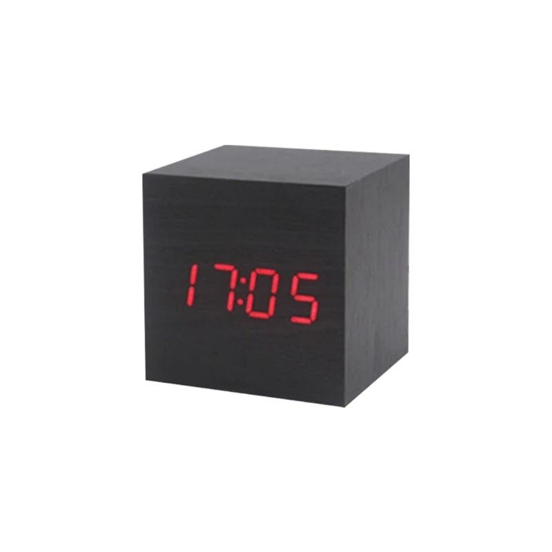 Wooden Cube Voice Control Alarm Clock