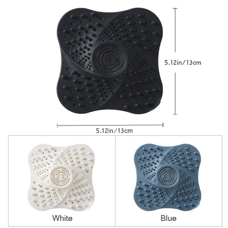 Silicone Shower Drain Hair Catcher With Suction Cups For Bath And Kitchen