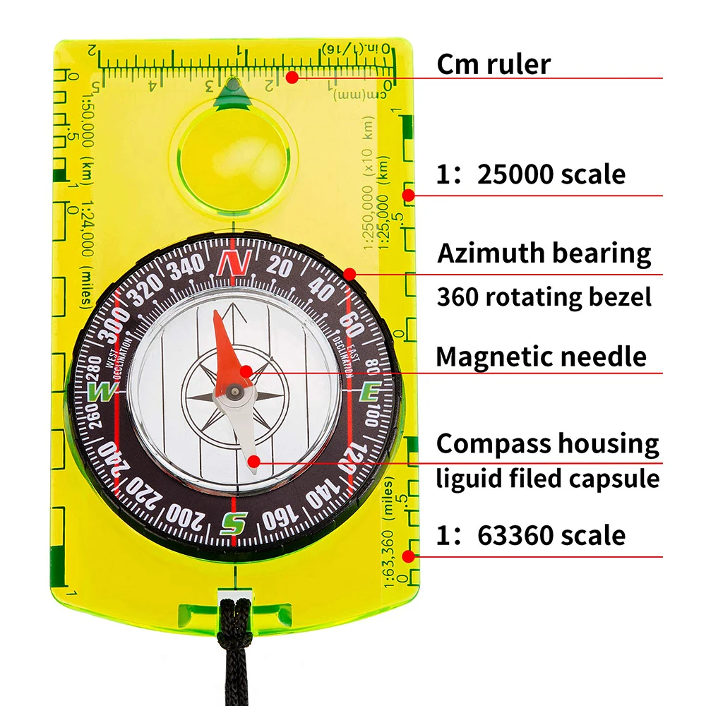 Waterproof Hiking Compass, Outdoor Navigation Tool for Camping Backpacking and Map Reading