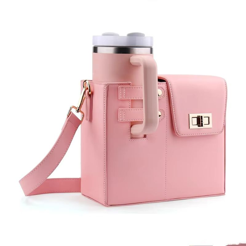 CarryEase Water Bottle Carrying Bag – Strap Style Stanley Tumbler Pouch & Coffee Cup Sleeve