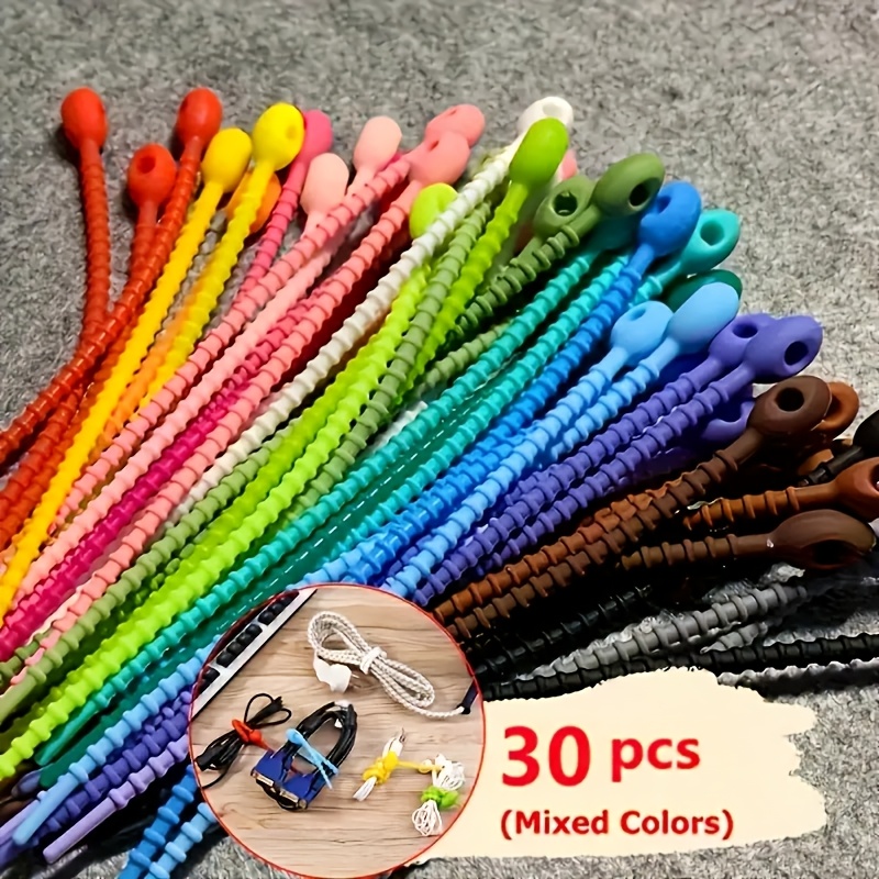 Silicone Cable Organizer Storage Tie, Reusable Wire Management Zipper Tie, Multi-Functional Organizer Clip for Cables