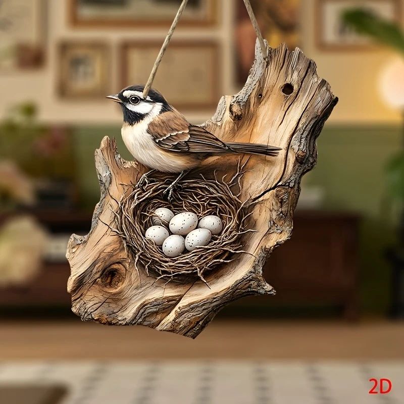 Vintage Bird Wooden Wall Sign – Farmhouse Garden Decor Plaque for Porch & Home