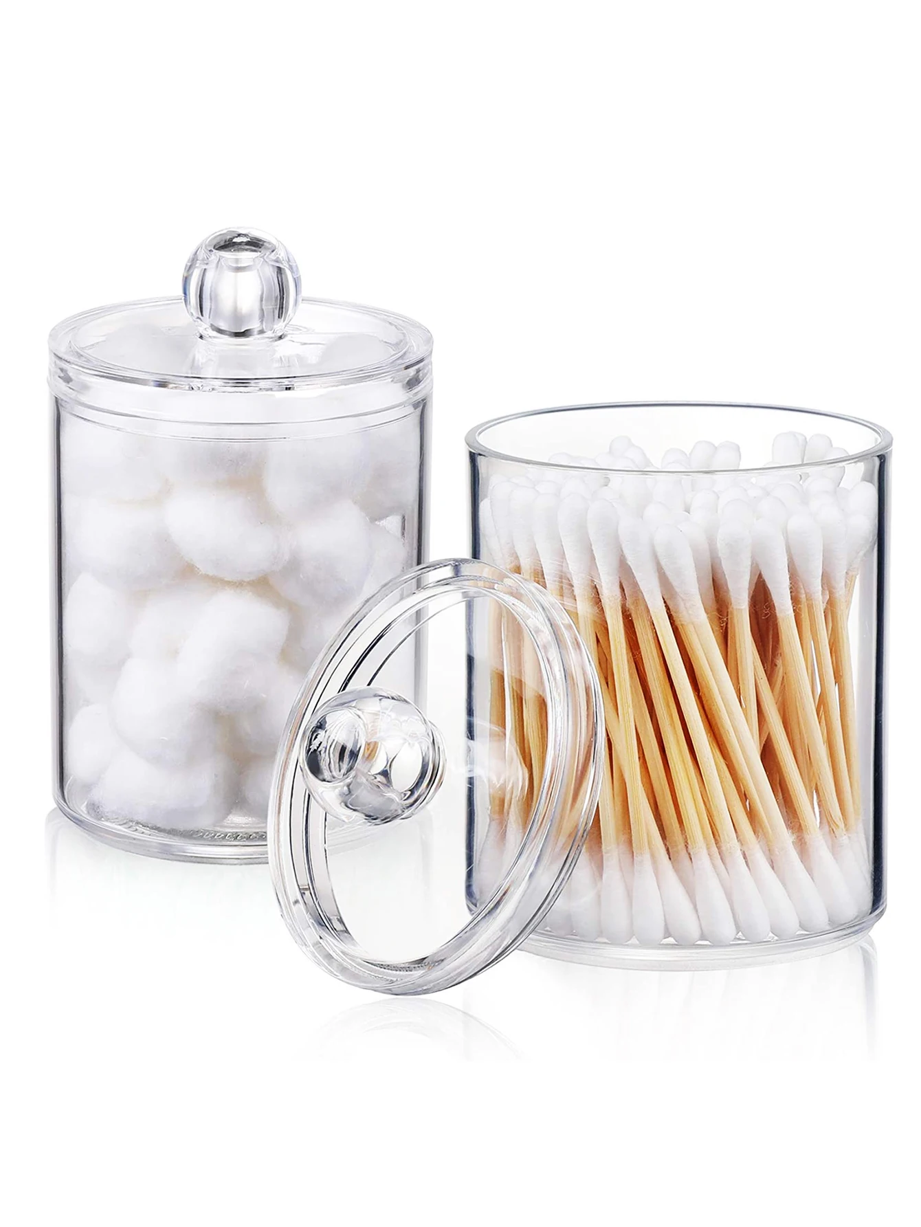 Transparent Plastic Cotton Swab Box Circular Design with Dust Cover Makeup Organizer Storage for Jewelry and Toothpicks