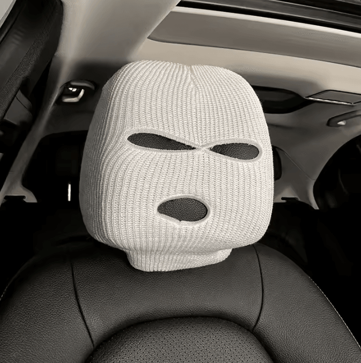 3 Hole Car Seat Headrest Cover – Funny Headrest Ski Mask with Anti-Dust Car Accessory Full Face Protection