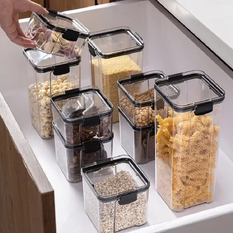 WBBOOMING Airtight Plastic Sealed Canisters Set with Four Capacity Options for Kitchen Food Storage
