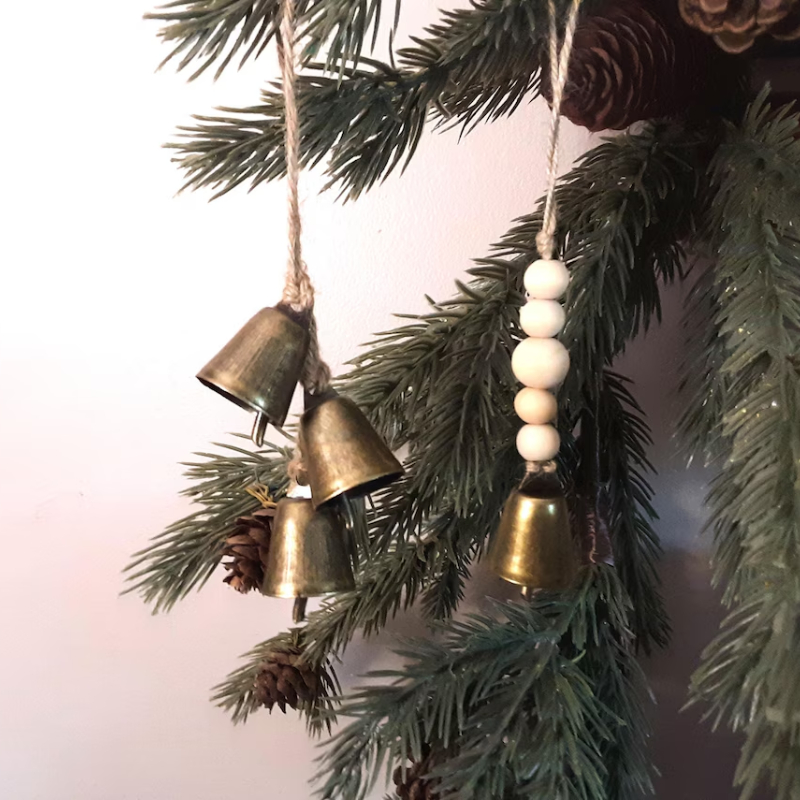 Antique Christmas Bell Ornaments, Vintage Hanging Cow Bells, Perfect Bell Decor for Tree and Holiday Home Decoration
