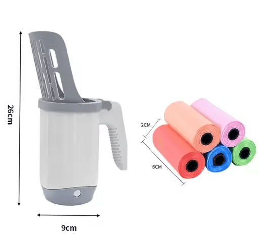 Cat Litter Scoop with Refill Bags – Easy Clean Pet Waste Shovel