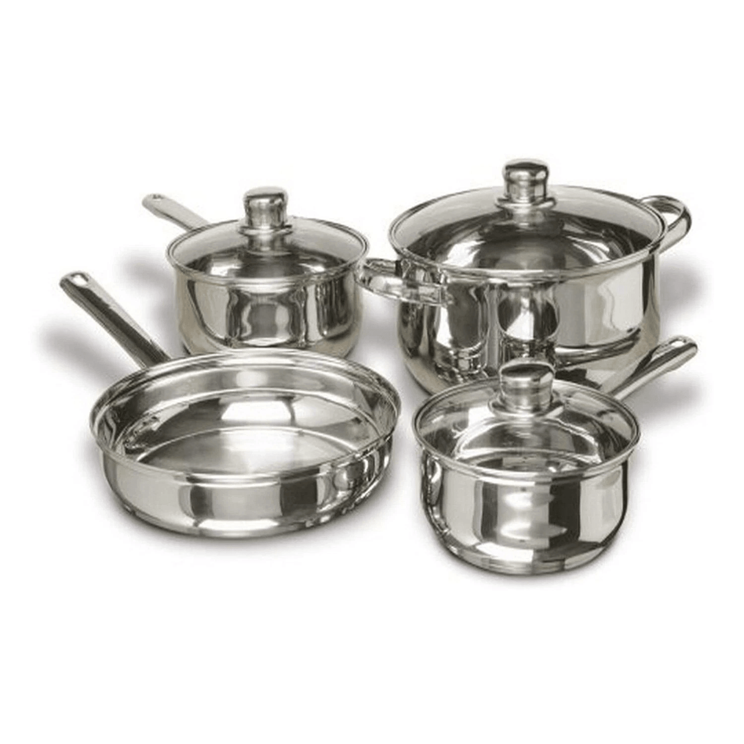 Carbon Steel Nonstick Cookware Set with Stainless Steel Finish, Premium Pots and Pans for Everyday Cooking
