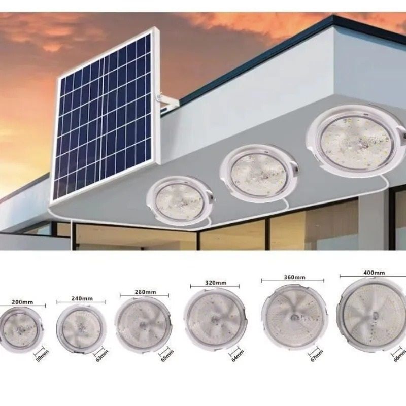 Solar Powered Ceiling Light with Remote Control for Indoor Outdoor Use
