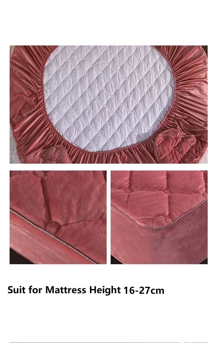 Plush Thickened Crystal Velvet Quilted Mattress Cover