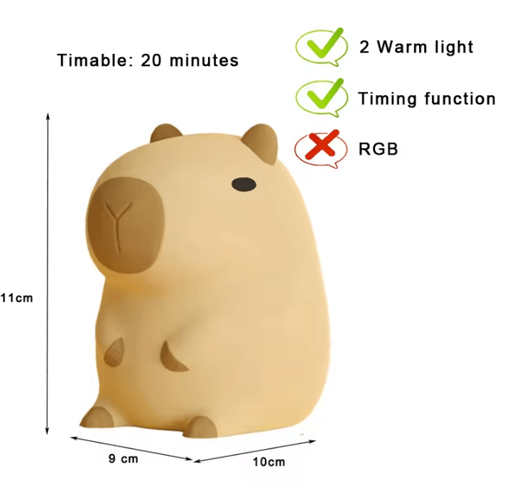 USB Rechargeable Kids Night Light – Cute Capybara Animal Lamp
