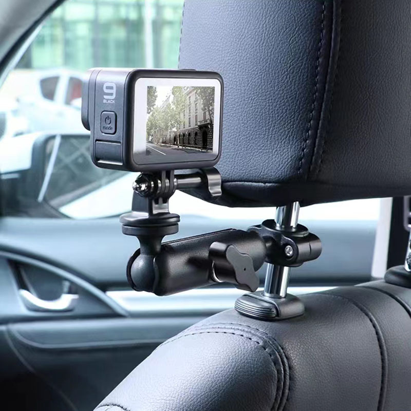 Universal Car Headrest Camera Mount for POV Vlogging and Action Cam Stability