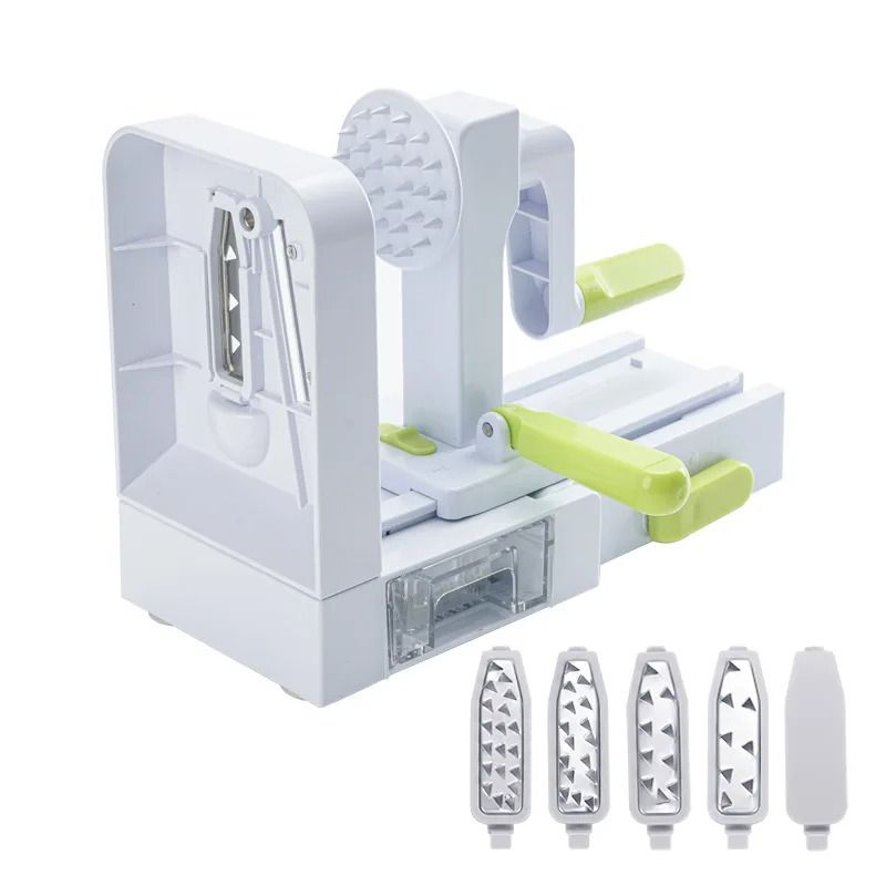 5-in-1 Professional Rotary Vegetable Spiralizer – Foldable Veggie Pasta & Spaghetti Maker