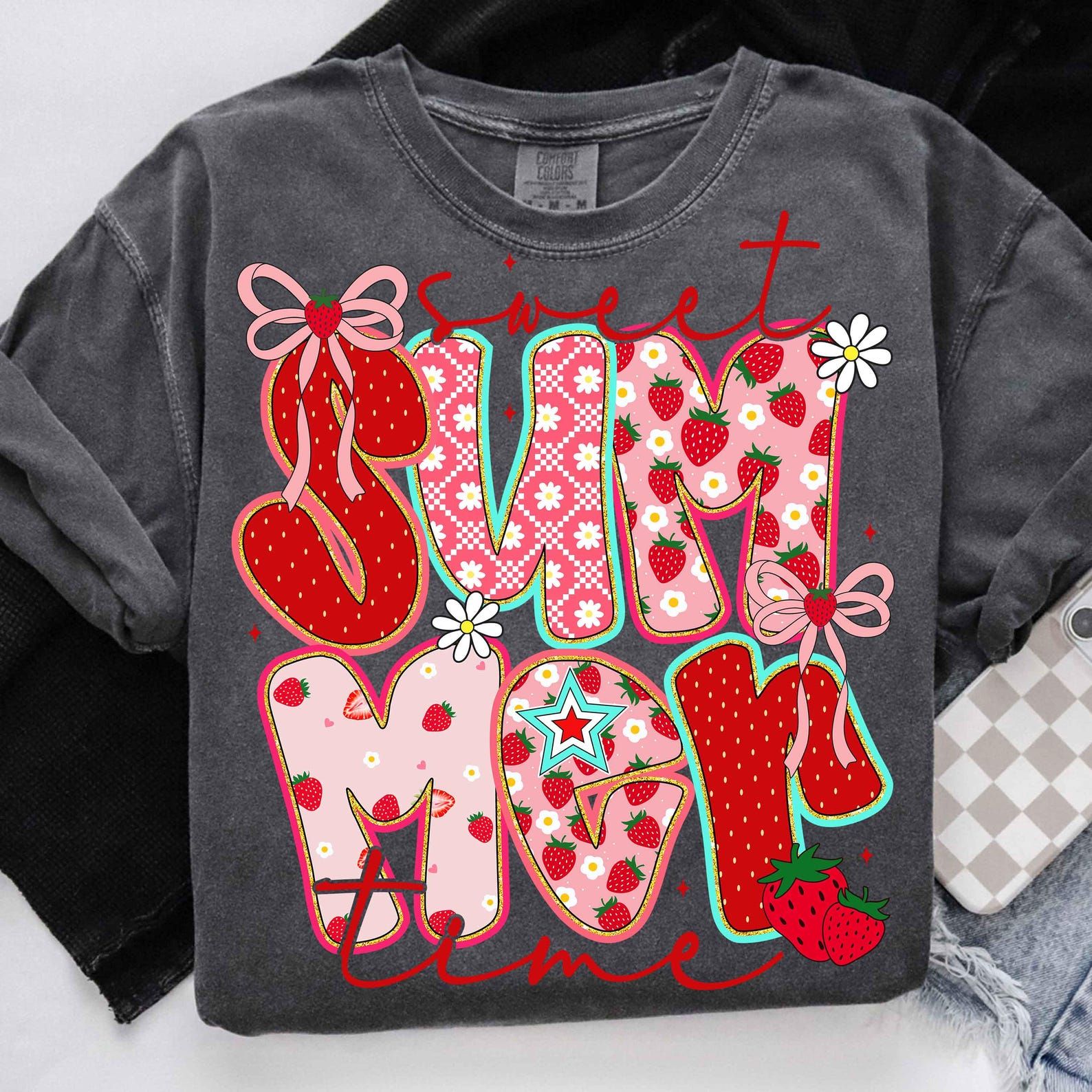 Summer Vibes Shirt Strawberry Cute Graphic Tee Trendy Fruit Summer Outfit Gift