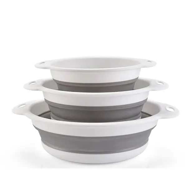Foldable Collapsible Colander Set with Self-Draining Base – Space-Saving Vegetable & Fruit Washing Baskets (3/4 PCS)