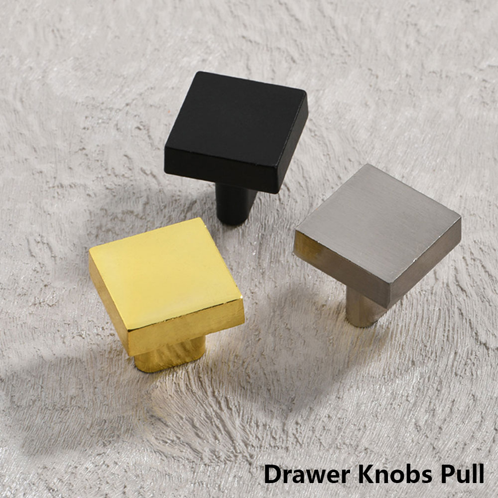 Square Cabinet Knobs Zinc Alloy Single Hole Modern Drawer Pulls