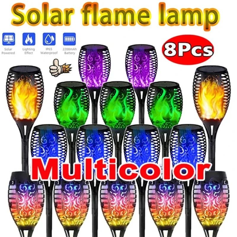 Solar Flame Torch Lights Waterproof Outdoor LED Garden Path Lamps for Patio and Yard Decoration